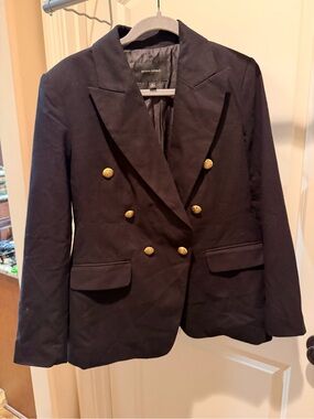 Banana Republic Black Double-Breasted Blazer with Gold Buttons